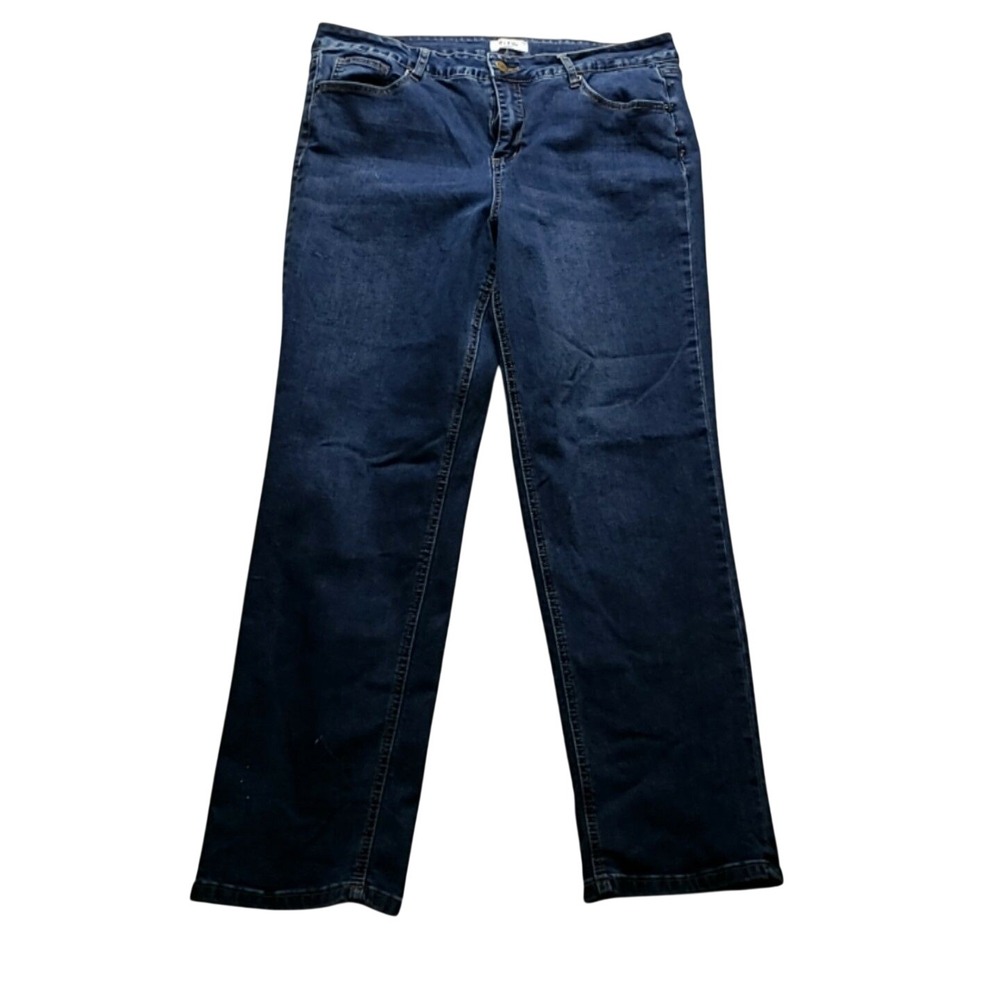 BLEU Jeans Womens 16 Blue Medium Wash Straight Regular Fit Stretch Denim Pants
